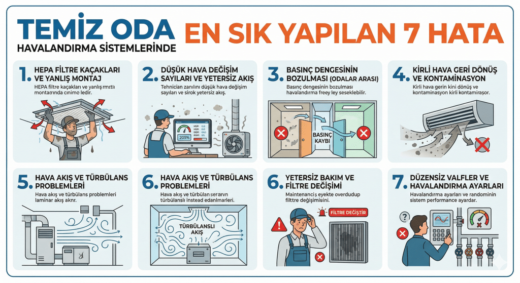 Temiz Oda Havalandırma Sistemlerinde En Sık Yapılan 7 Hata hakkında görsel üret