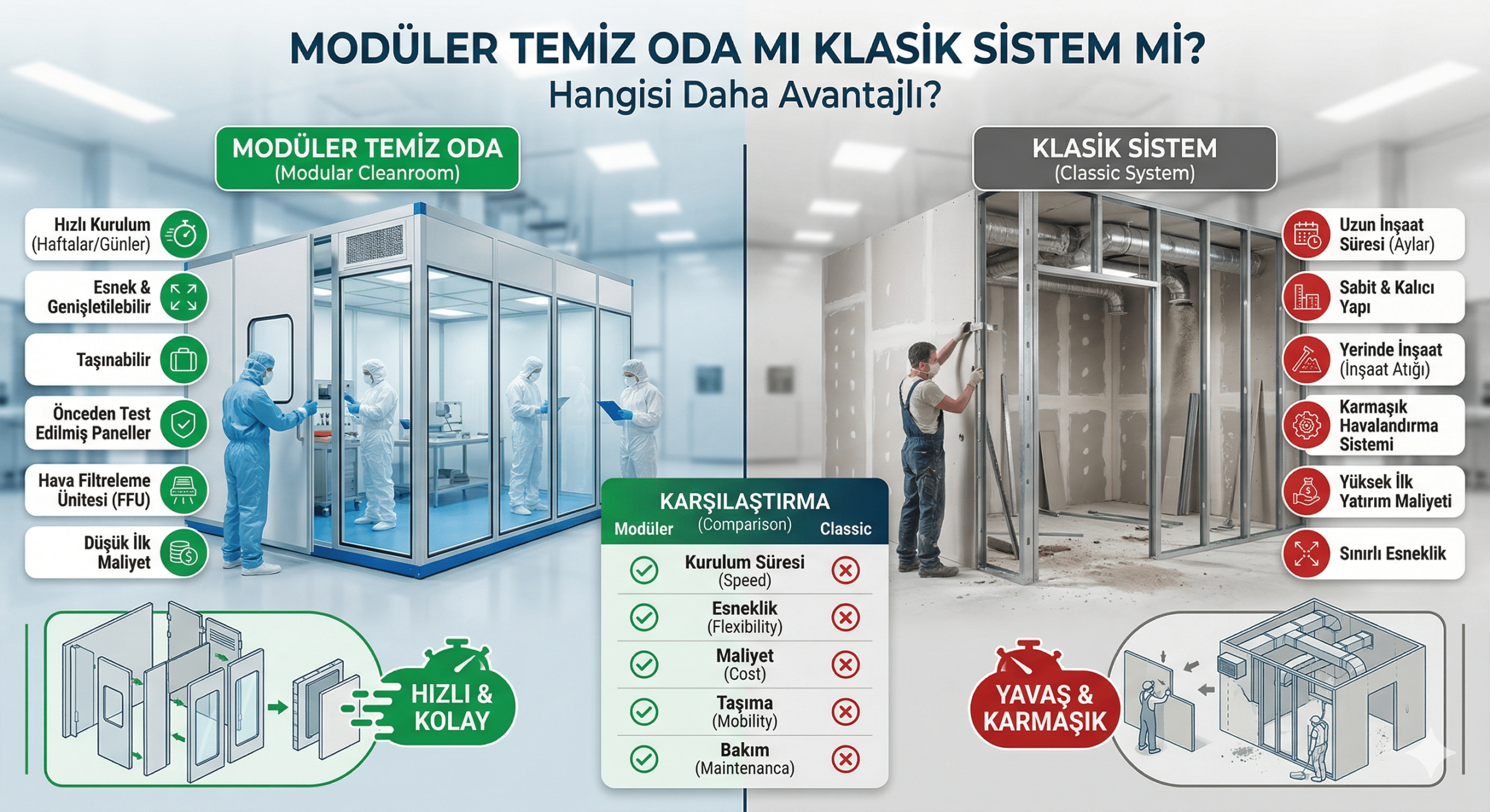 Modüler Temiz Oda mı Klasik Sistem mi? Hangisi Daha Avantajlı?